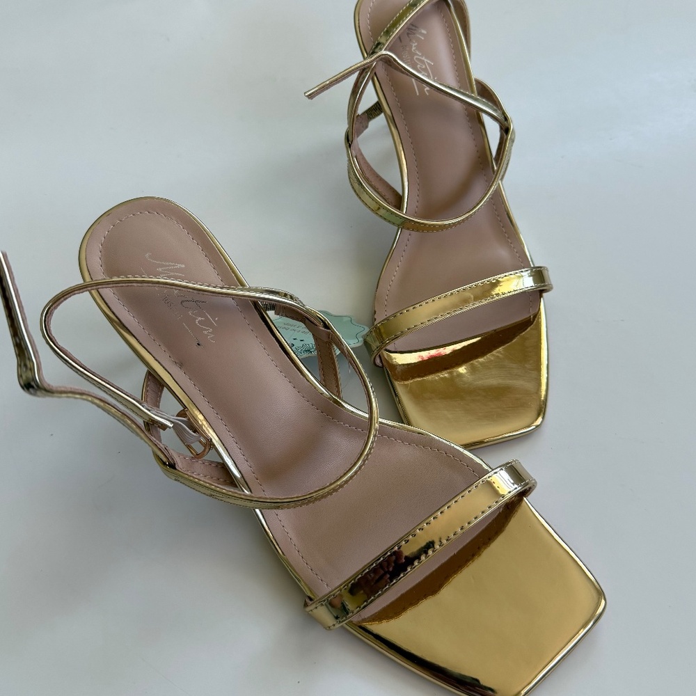 Gold heeled strappy sandals